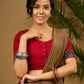 Exclusive hand embroidered maroon ajrakh cut work blouse  - Optional Plain Saree