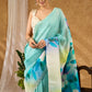 Sky Blue Hand Painted Pure Silk Saree