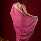 Blush Pink Tissue Saree with Grey Brocade Border & Mirror Lace Detailing