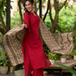 Deep Maroon Cotton Kurta with Subtle Front Button Detail