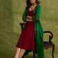 Hand Crafted Emerald Green Cotton Shrug With Vibrant Maroon Appliqué Accents   Dress Optional