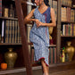 Charming Indigo Floral A Line Dress Adorned with Tassels - Jacket Optional