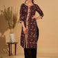 Noir Flora Mul Cotton Kurta with Contrasting Ajrakh Details