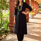 Traditional black rayon A-line kurta with traditional Kutch mirror work - pant optional
