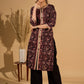 Noir Flora Mul Cotton Kurta with Contrasting Ajrakh Details