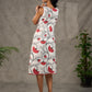 White and orange Kalamkari printed dress with elegant pintuck detailing