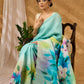 Sky Blue Hand Painted Pure Silk Saree