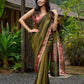 Regal olive tissue saree enhanced by intricate Banarasi brocade border