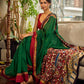 Classic Bottle Green Cotton Saree with Contrast Maroon Border & Hand Painted Pen Kalamkari Pallu