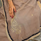 Contemporary Beige Chanderi Silk Saree with Black-Gold Woven Border & Embroidered Pallu