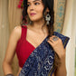 Elegant Indigo pure chanderi saree with geometric hand block prints & zari border