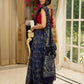 Elegant Indigo pure chanderi saree with geometric hand block prints & zari border