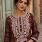Elegant Maroon Ajrakh Print Kurta with White Embroidery