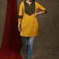 Elegant mustard cotton tunic with ajrakh combination on yoke and sleeves