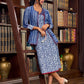 Stylish Indigo Cotton Jacket With Floral Cuffs, Maroon Highlights And Mirror Lace Detailing
