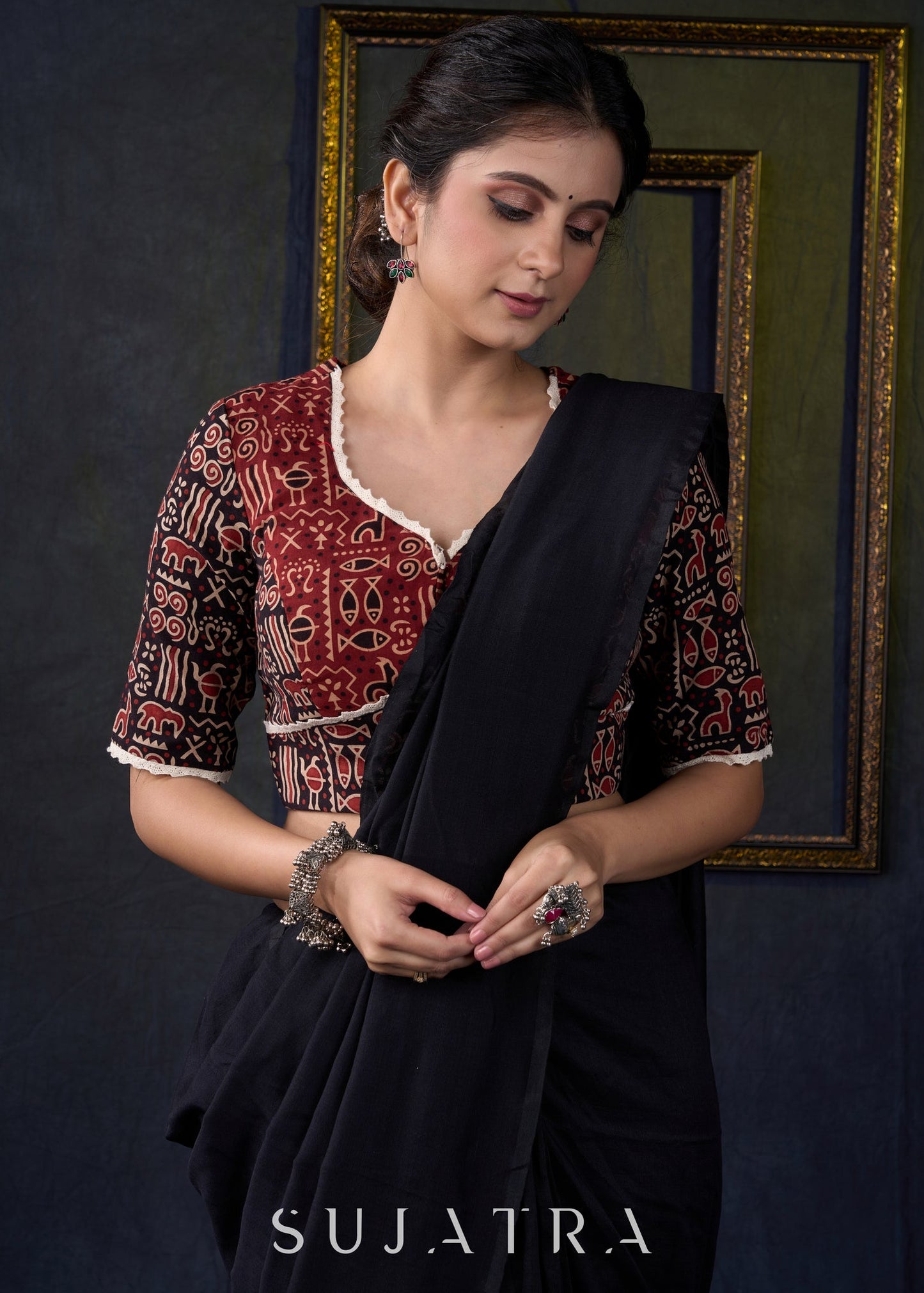 Smart Ajrakh Combination Cotton Blouse