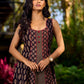 Handcrafted Ajrakh Cotton Paneled Sleeveless Dress with Traditional Prints &  Contrast Detailing