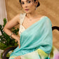 Sky Blue Hand Painted Pure Silk Saree