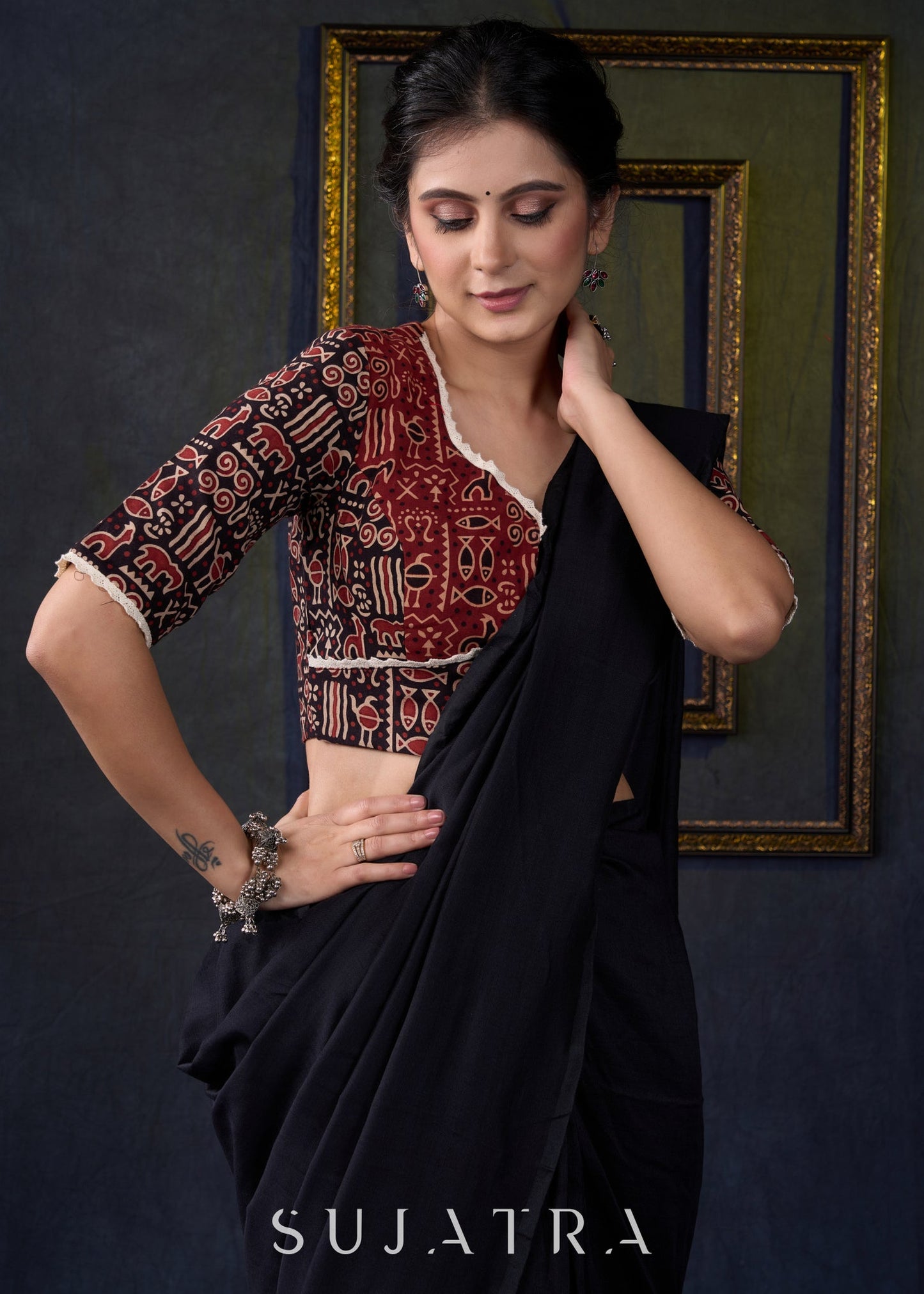 Smart Ajrakh Combination Cotton Blouse