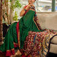 Classic Bottle Green Cotton Saree with Contrast Maroon Border & Hand Painted Pen Kalamkari Pallu