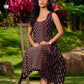 Handcrafted Ajrakh Cotton Paneled Sleeveless Dress with Traditional Prints &  Contrast Detailing