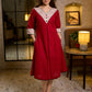 Modern Maroon A-Line Cotton Dress with Tribal Hand Block Printed Neckline & Cuffs