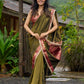 Regal olive tissue saree enhanced by intricate Banarasi brocade border