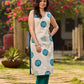 Minimal Off-White Cotton Kurta featuring Teal Hand Block Elephant Motifs