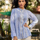 Light Blue Cotton Striped Shirt with Soft Lace Touches