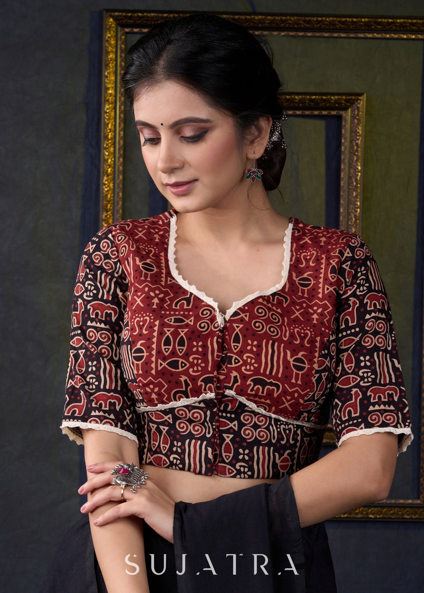 Smart Ajrakh Combination Cotton Blouse