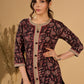 Noir Flora Mul Cotton Kurta with Contrasting Ajrakh Details
