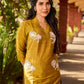 Timeless Mustard Cotton Silk Kurta with Graceful Chikankari Hand Embroidery