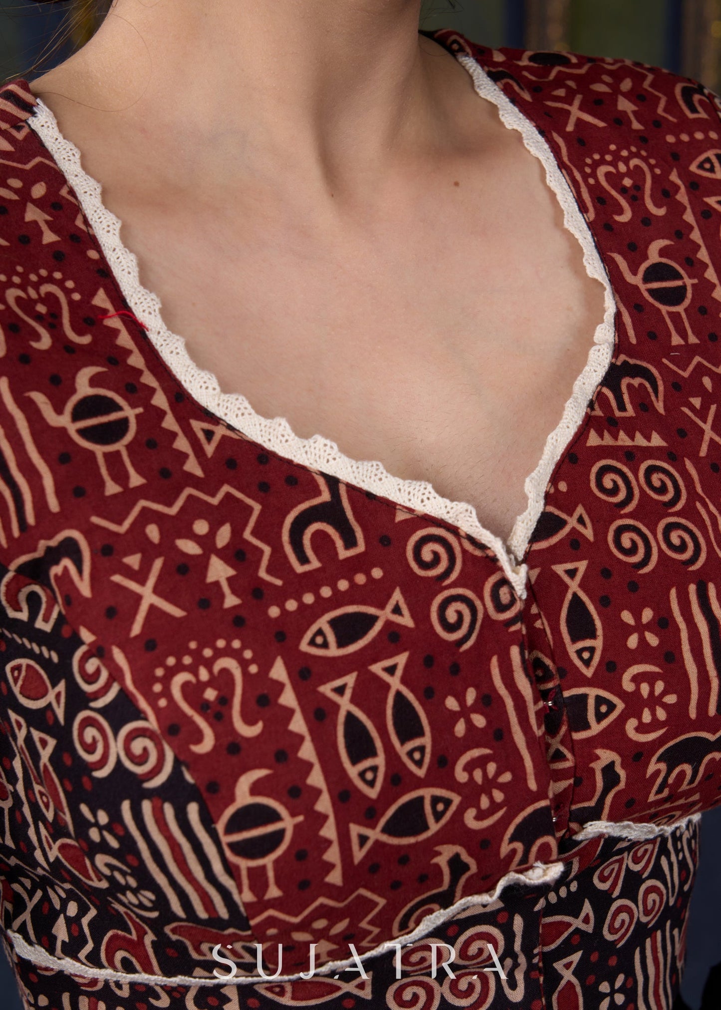 Smart Ajrakh Combination Cotton Blouse