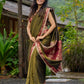 Regal olive tissue saree enhanced by intricate Banarasi brocade border