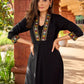 Traditional black rayon A-line kurta with traditional Kutch mirror work - pant optional