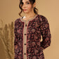 Noir Flora Mul Cotton Kurta with Contrasting Ajrakh Details