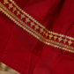 A traditional look featuring a red Cotton silk lehenga with a green Cotton silk choli with brocade yoke  - Contrast dupatta optional