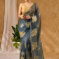 Distinctive Grey Kota Organza Saree With Embroidered Motifs All Over