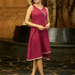 Magenta Muse Asymmetrical Dress with Crochet Lace Accents