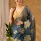 Distinctive Grey Kota Organza Saree With Embroidered Motifs All Over