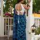 Hand block printed cotton saree in blue symphony and striking motifs