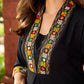 Traditional black rayon A-line kurta with traditional Kutch mirror work - pant optional