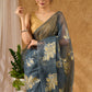 Distinctive Grey Kota Organza Saree With Embroidered Motifs All Over