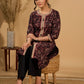Noir Flora Mul Cotton Kurta with Contrasting Ajrakh Details