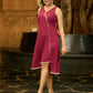 Magenta Muse Asymmetrical Dress with Crochet Lace Accents