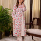 Soft White Mul Cotton Floral Hand Block Print Overlapping Straight Kurta with Pleated Scallop Lace Sleeve