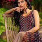 Handcrafted Ajrakh Cotton Paneled Sleeveless Dress with Traditional Prints &  Contrast Detailing