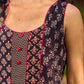 Handcrafted Ajrakh Cotton Paneled Sleeveless Dress with Traditional Prints &  Contrast Detailing