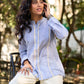 Light Blue Cotton Striped Shirt with Soft Lace Touches