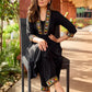 Traditional black rayon A-line kurta with traditional Kutch mirror work - pant optional